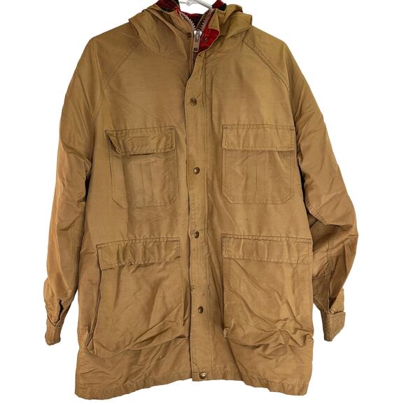 Woolrich Vintage Men's Parka Checkered Fleece Lined Jacket Size Large - Picture 1 of 12